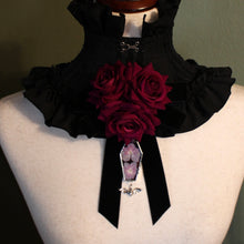 Load image into Gallery viewer, Dearly Departed Corsage - Black Ribbon, Purple Roses, Purple Hydrangea