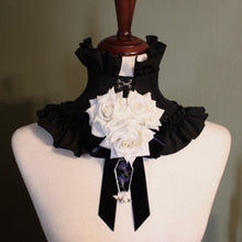 Load image into Gallery viewer, Dearly Departed Corsage - Navy Ribbon, White Roses, Blue Lobelia