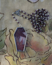 Load image into Gallery viewer, Floral Coffin Rosary - Dusty Rose, Maple Leaves, Mini Garnet
