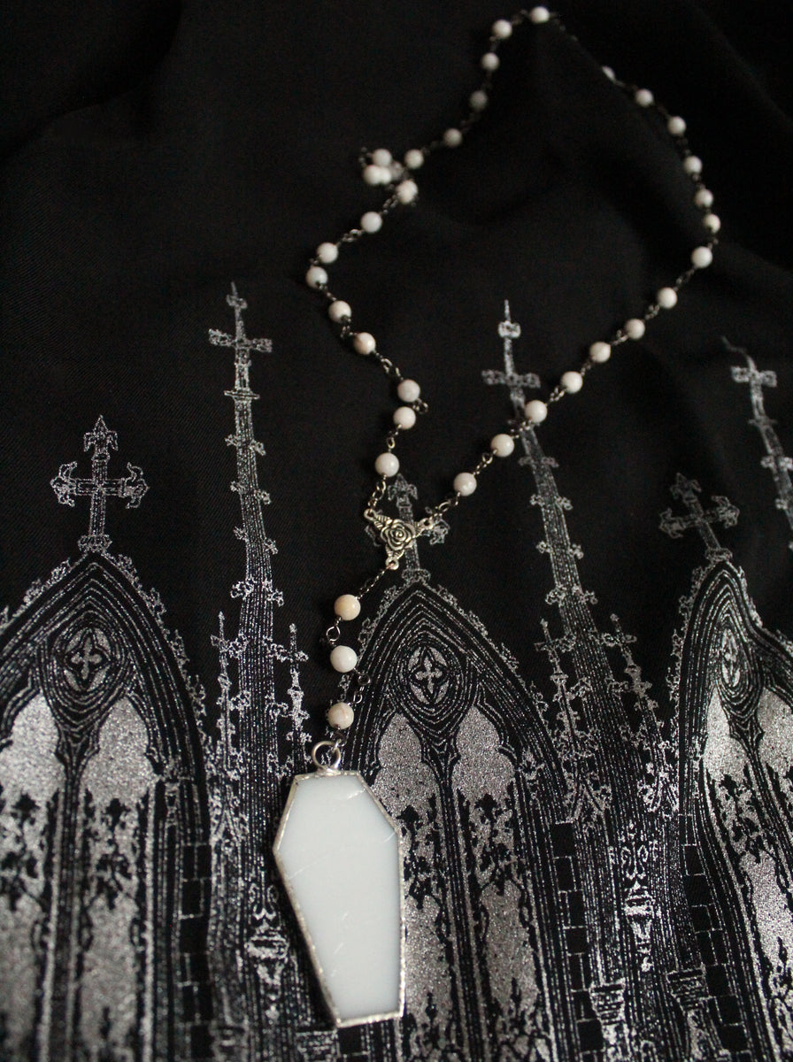 Coffin Rosary Style Necklace Néant Glass