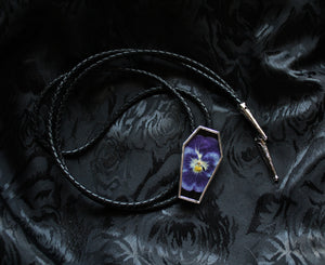 Bolo Tie - Black and Pansy