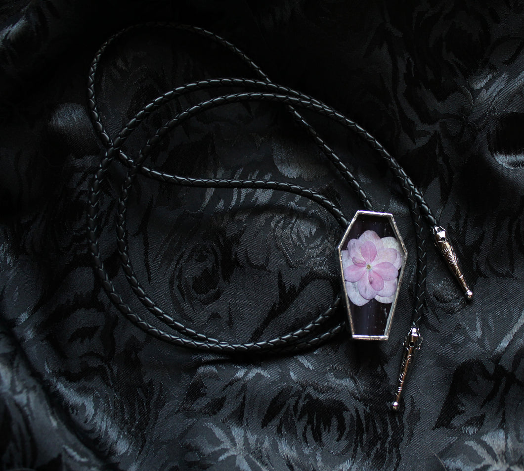 Bolo Tie - Dark Purple and Hydrangea