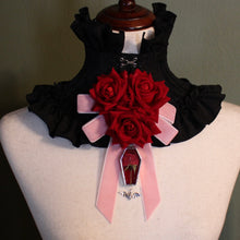 Load image into Gallery viewer, Dearly Departed Corsage - Pink Ribbon, Red Roses, Red Rose

