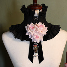 Load image into Gallery viewer, Dearly Departed Corsage - Black Ribbon, Pink Roses, Pink Rose
