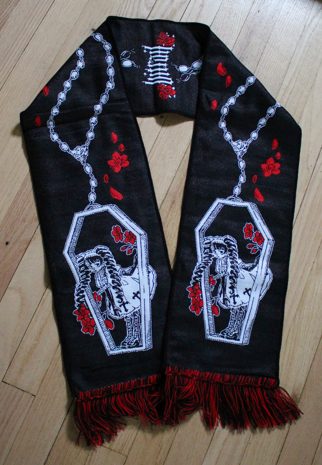 Coffin Rosary Woven Winter Scarf