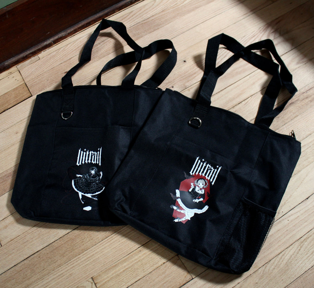 Coffin Girl and Bell Girl Zippered Tote Bags