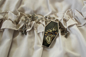 Butterfly Coffin Rosary - Mottled Green with Labradorite