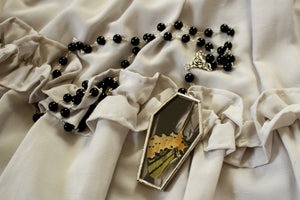 Butterfly Coffin Rosary - Ghost and Onyx