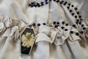 Floral Coffin Rosary - Navy, Nigella, Sapphire Jade