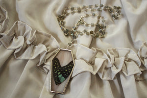 Butterfly Coffin Rosary - Dusty Rose, Butterfly Heart, Labradorite