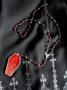 Coffin Rosary Style Necklace