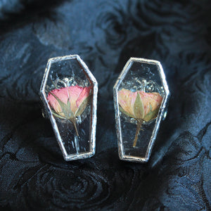Pressed Rose Coffin Ring