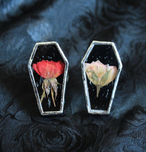 Pressed Rose Coffin Ring