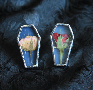 Pressed Rose Coffin Ring